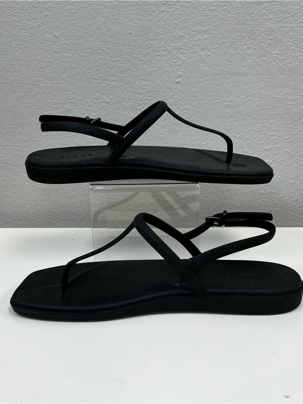 Crocs Black Square Toed Sandals - Size 11